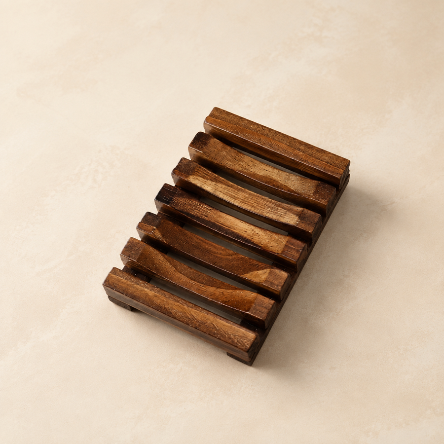 HADORI dark bamboo slatted soap dish